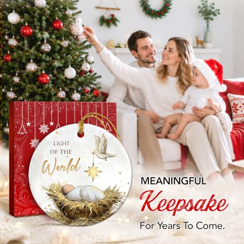 Nativity Christmas Ornament Set – Ceramic Nativity Scene for Christmas Tree, 2.87 inch