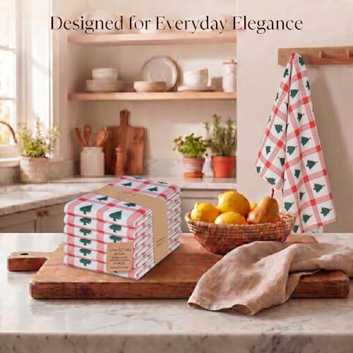 Urban Villa Christmas Tree Kitchen Towels 20x30 (Set of 6) 100% Cotton