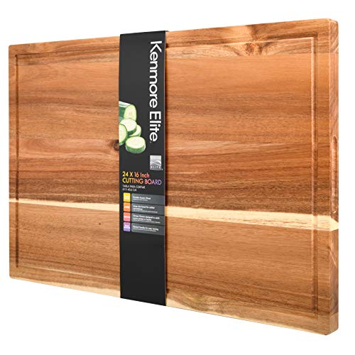 Kenosha Extra Large Acacia Wood Cutting Board 24x16 Inch Juice Groove Heavy Duty