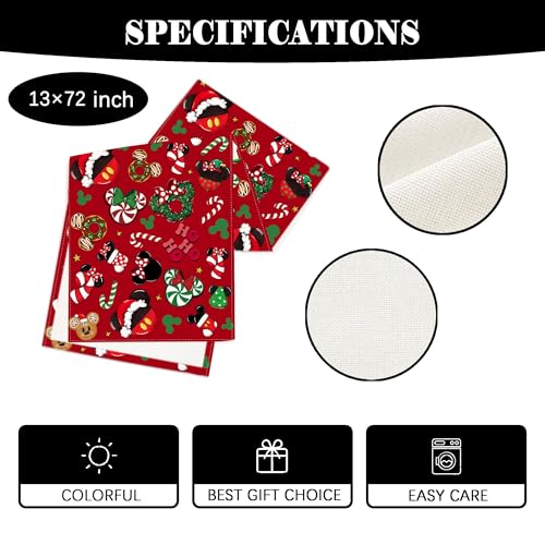 Yarcooly Red-Green 13x72 Inch Christmas Table Runner for Holiday Decor