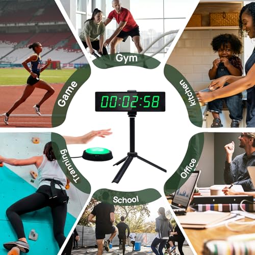 Plug-in Digital Gym Timer Clock with Stand, Large LED Countdown & Stopwatch for Home Fitness