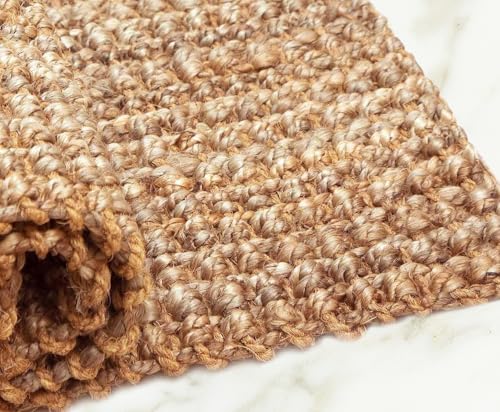 Natural Handspun Jute Area Rug 3x5 ft - Reversible Farmhouse Decor