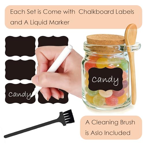 24 Pack Glass Sugar Scrub Jars with Bamboo Spoons & Lids - Bath Salt Containers