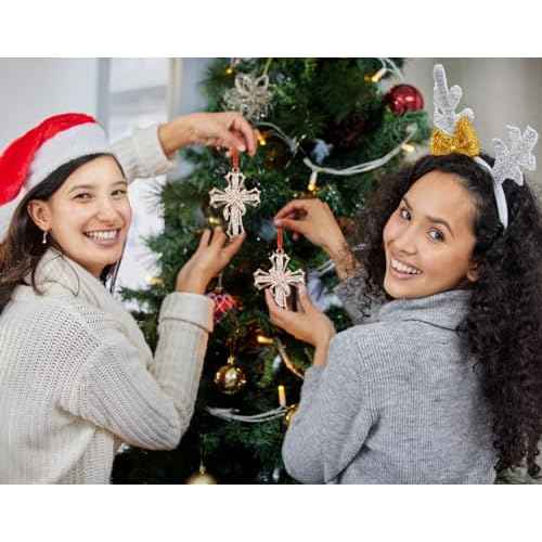 Cross Christmas Ornaments Religious Nativity Ornaments for Christmas Tree Decorations Christian Cross Keepsake Ornaments Keepsake Gifts for Women Girls Mom Sisters