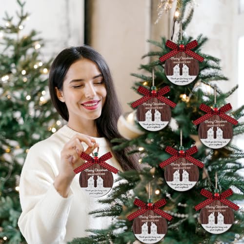 Amyhill 12 Set Christmas Neighbor Gifts Ornaments Wood 2026 House Gift
