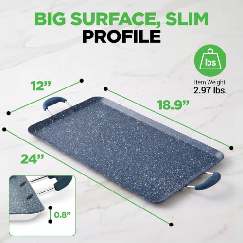 NutriChef Double Burner Griddle | Flat Top for Stove