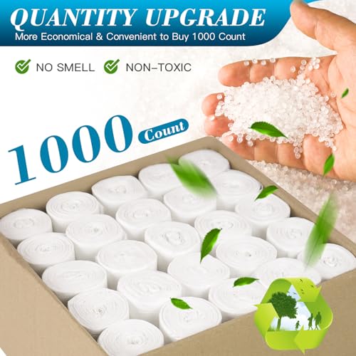Small Trash Bags 2-4 Gallon Bulk Pack - 1000 Count for Household and Office Use
