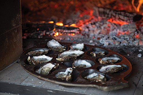 Cast Iron Oyster Grill Pan with 12 Cavities - Black, Durable Non-Stick Coating