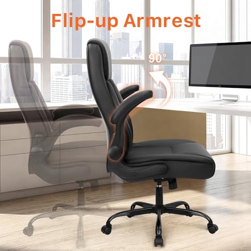 NEO CHAIR Black High Back Office Desk Chair with Flip-up Armrests