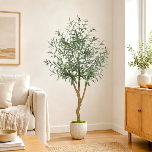 5FT Artificial Olive Tree Indoor - Realistic Full Fake Plant for Home & Office Decor