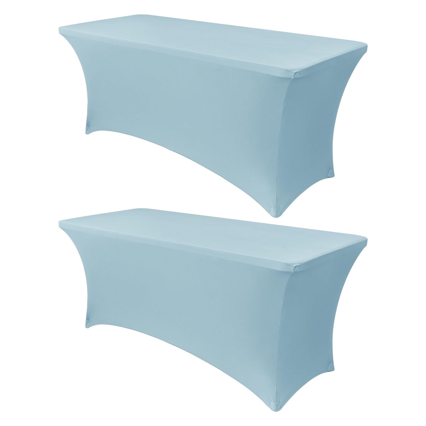 Obstal 6Ft Stretch Spandex Table Cover for Standard Folding Tables - 2 Pack Universal Rectangular Fitted Tablecloth for Party, Banquet, Events, Trade Show (Dusty Blue, 72L x 30W x 30H Inches)