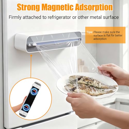 Dovipira 2 Pack Large Magnetic Plastic Wrap & Foil Dispensers Gray & White