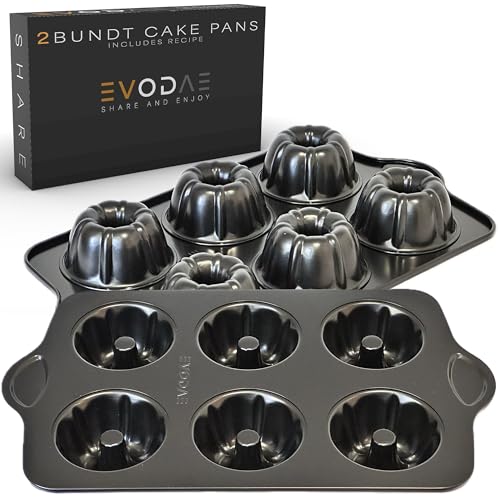 Mini Bundt Cake Pans for Baking – Set of 2 6 Cups Each (12 Total)