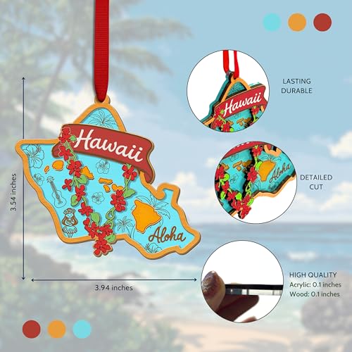 Hawaii Christmas Ornament - Tropical Island Decor, Wooden & Acrylic Holiday Gift