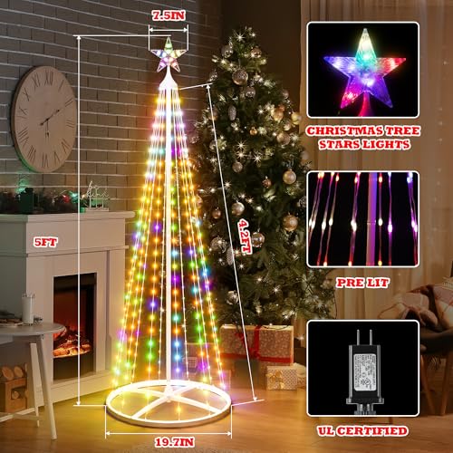 Yakmax 5ft Multicolor Outdoor Christmas Tree with Lights, Smart Control & Music Sync