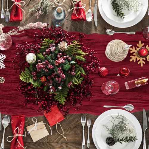2 Pack Cheesecloth Table Runner 10Ft Christmas Gauze Boho Table Runners for Wedding Decor Bridal Shower Decorations Baby Shower Party(35" x 120")