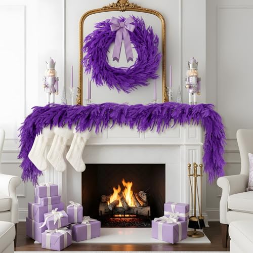 N&T Nieting 9ft Real-Touch Purple Norfolk Pine Christmas Garland for Indoor/Outdoor