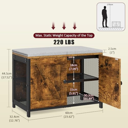 Small Entryway Shoe Storage Bench with Cushioned Seat and Doors