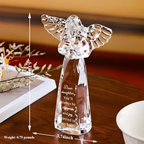 Bluebook Daughter Gift Crystal Angel from Mom & Dad 3.8x6 Inch Keepsake