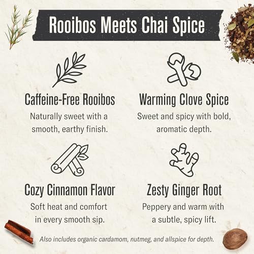 Rooibos Chai Tea - 100 Organic Herbal Tea Bags - Caffeine Free - Variation: Rooibos Chai / 100 Count