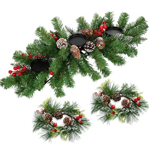 Vinsot 3-Piece 30-Inch Christmas Table Centerpiece with Candle Trays