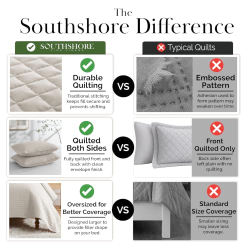 Southshore Fine Living Oversized King Quilt Set - Natural Beige, California King, 108x98