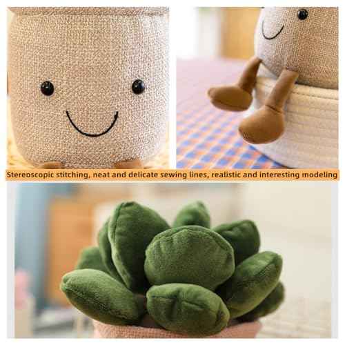 XZJMY 1Pack Succulents Plush Toy,Potted Plant Stuffed Plush Pillow Decoration,Cute Plants Plush Toy, Plush Toys Gift for Kids Girls (Khaki,Succulents)