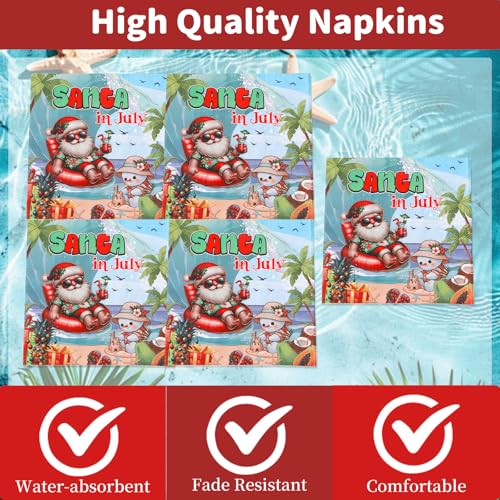 Gameza Summer Santa July Christmas Napkins 50Pcs Beach Party Disposable Paper Tableware