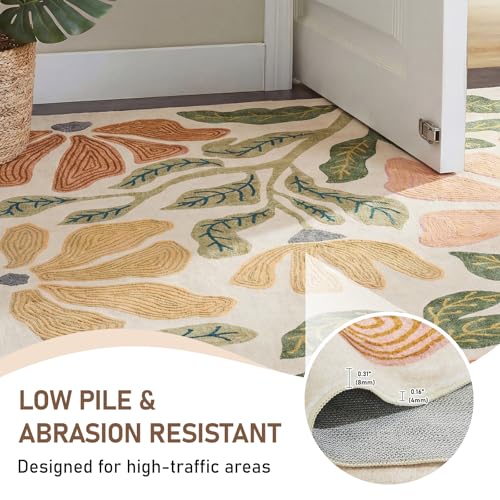 Oatmeal 8x10 Area Rug for Living Room - Washable Non-Slip Boho Style