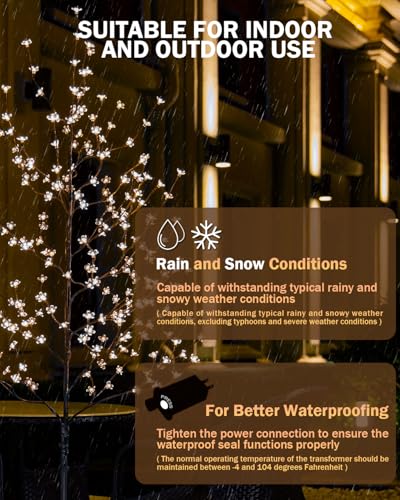 Lighted Cherry Blossom Tree Set - 4ft, 5ft, 6ft with Warm White LEDs - Year-Round Decor
