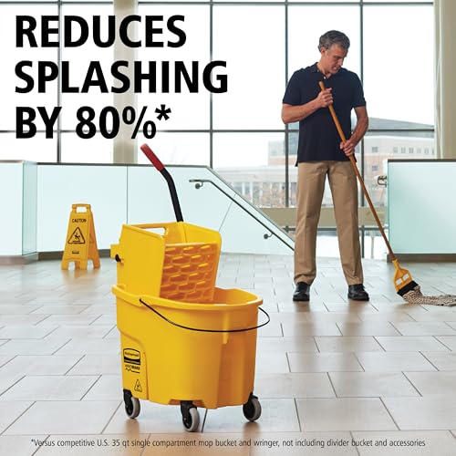Rubbermaid Commercial WaveBrake 26 Qt Side-Press Mop Bucket - Yellow