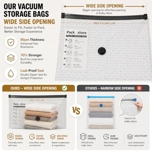 PackNstore XXXL Vacuum Storage Bags 8 Pack with Electric Pump - Space Saver for Clothes & Bedding