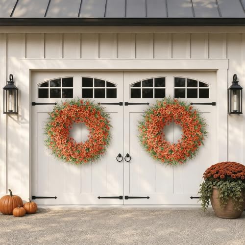 32" Large Artificial Eucalyptus Silk Flower Wreath for Outdoor(Fall