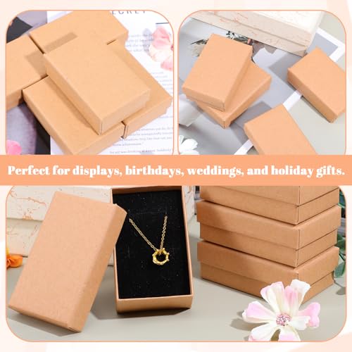 100 Pcs Jewelry Gift Boxes Bulk 3.2 x 2 1.2 Inch Kraft Cardboard