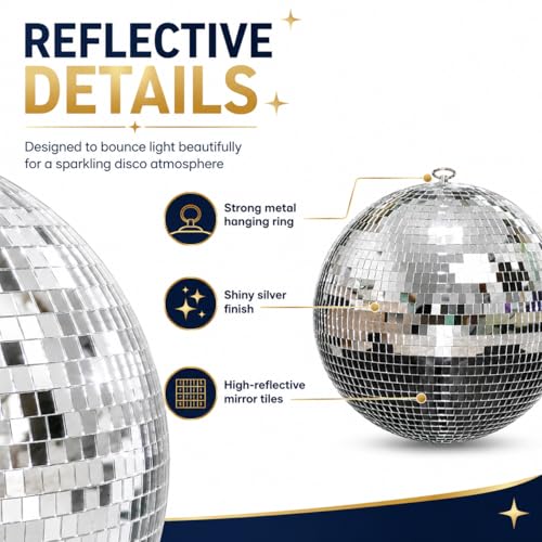 Youdepot 12-Inch Large Hanging Mirror Ball for Disco Party Decor