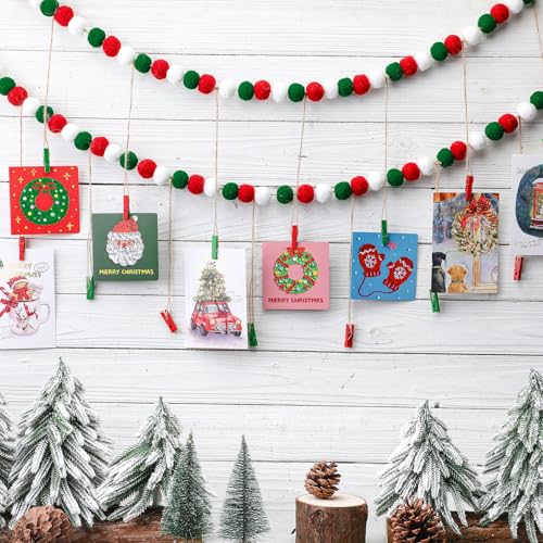 Amyhill 2 Pcs Christmas Hanging Photo Display with Clips, 9.8 ft