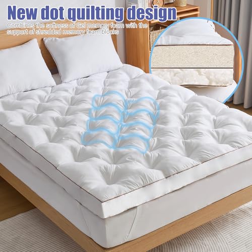White Full 4-Inch Gel Memory Foam Mattress Topper for Back Pain Relief