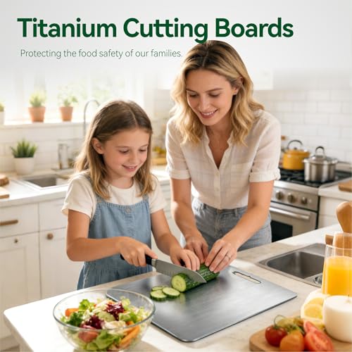 Set of 3 Titanium Cutting Boards - Food-Grade, Reversible & Dishwasher Safe
