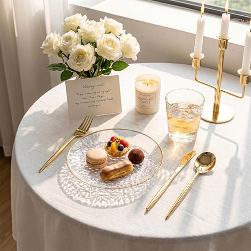 100 Pcs Clear Gold Plastic Plates - 7 Inch Small Hammered Disposable Party Plates Variation of THIS listing