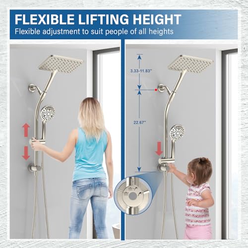Rain Shower Head with Handheld High Pressure Rainfall Shower Combo - Brushed Nickel