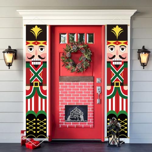 Nutcracker Soldier Christmas Yard Banners 2 Pack - Outdoor Holiday Decorations