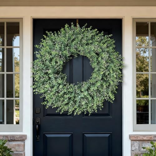 Artificial Eucalyptus Wreath 32 Inches with Seeds - Green Front Door Decor