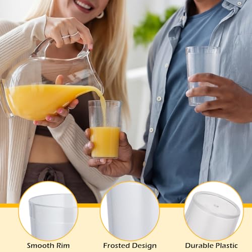 96 Pack 12 oz Reusable Plastic Tumblers - Clear Restaurant Cups - Frosted Design