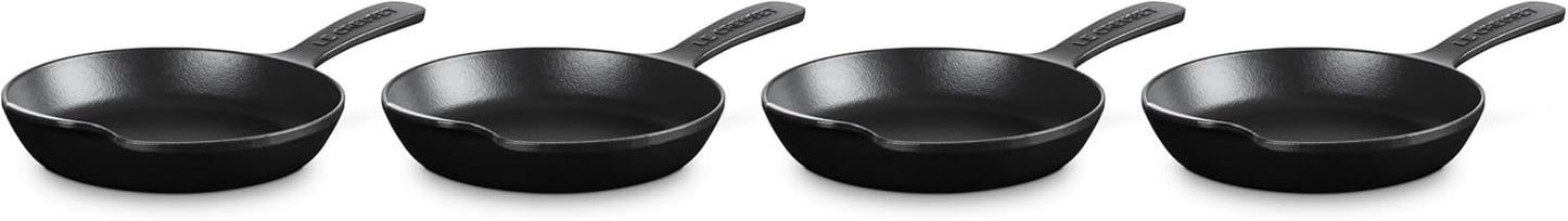 Le Creuset Mini Skillet Set - Enameled Cast Iron Gourmand Collection, 0.3 Qt, Matte Black