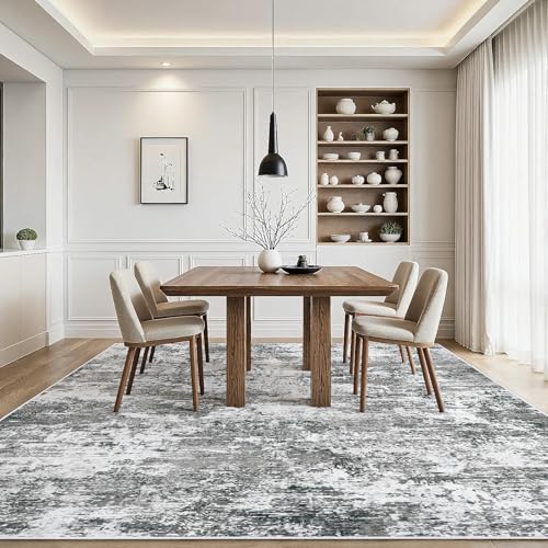 Yidanamy 8x10 Grey Washable Area Rug for Living Room & Bedroom - Abstract Carpet