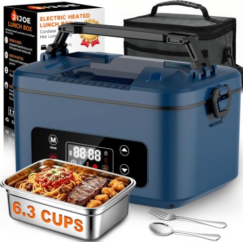 Cordless Electric Heated Lunch Box, 25000mAh Auto Heating Timer