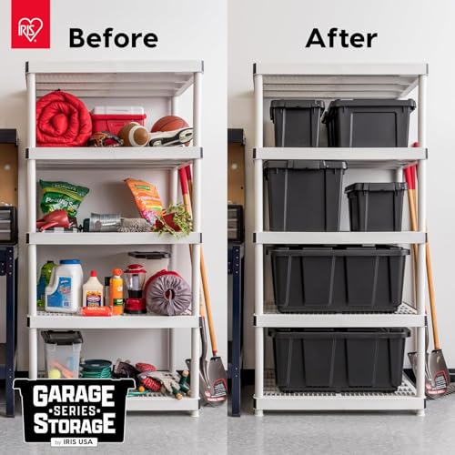 Heavy Duty Lockable Storage Totes 20 Gal - 4 Pack, Black, Stackable, BPA-Free