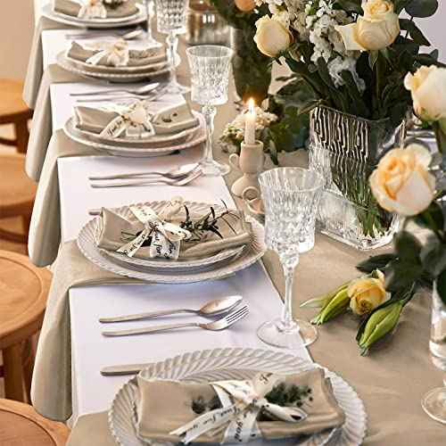 12 Pack Satin Table Cloth Napkins, 17x17 Inch Taupe Silky Wedding Napkins Cloth Washable, Luxury Dining Table Cloth Napkins Set for Birthday Holiday Party Dinner Restaurant