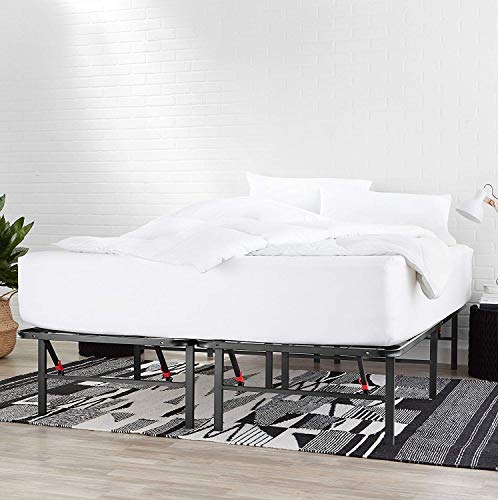 Amazon Basics Full Size Foldable Metal Bed Frame with Underbed Storage, 14 Inch, Noise-Free, Easy Assembly, Black