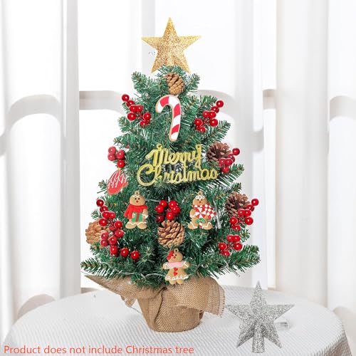 4Pcs Mini Star Christmas Tree Topper 2.36in Gold & Silver Glitter